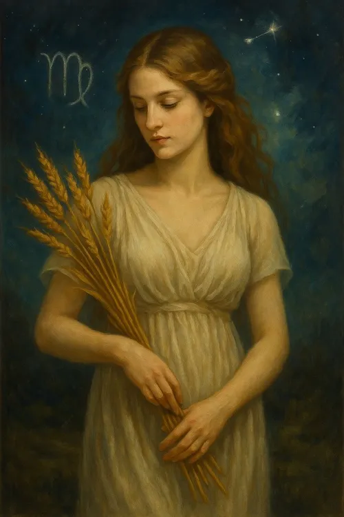 Interior design space featuring olive green textiles and stoneware in a minimalist Virgo-inspired setup